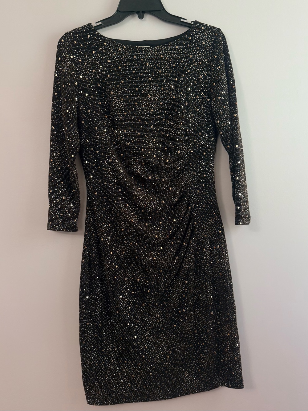 Anne Klein Black Sheath Dress with Gold Sparkle